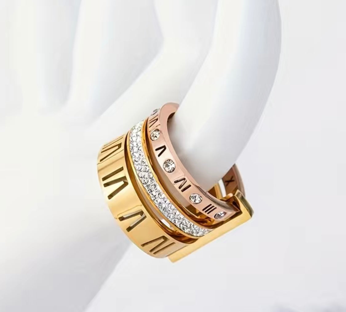 Roman Numeric Layered Ring