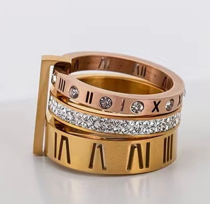 Roman Numeric Layered Ring